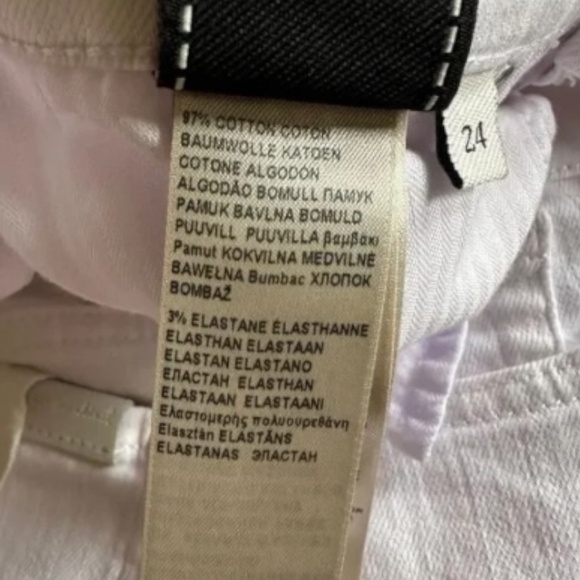 7 For All Mankind Emea Eyelet Hem Ankle Jeans White Shell Size 24 - Picture 9 of 11